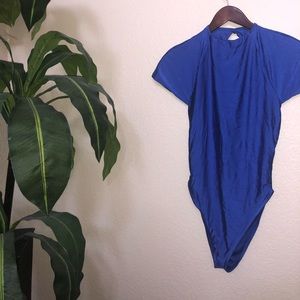 Cobalt Short Sleeve Open Back Swimsuit